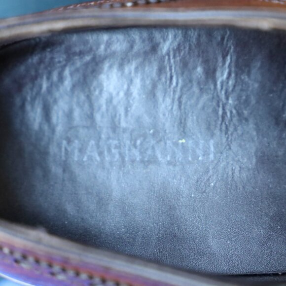 SALE - Magnanni 10.5-M Brown Burnished Wingtip Mens Dress Shoes - Picture 14 of 14